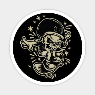 Helmeted skull skateboard Design Magnet